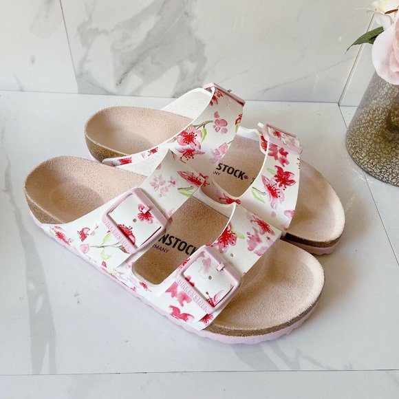 birkenstock arizona blossom white